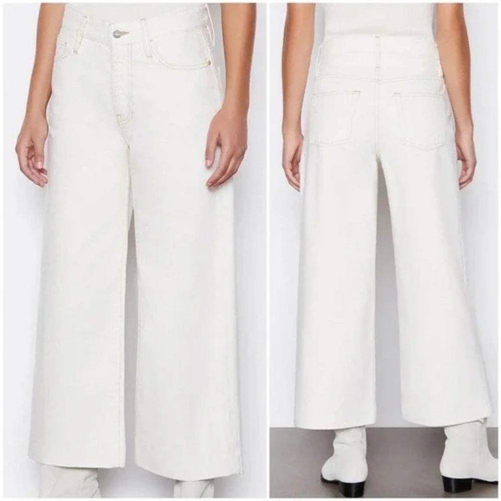 Frame denim high rise, wide crop Women's White Wide-Leg Jeans